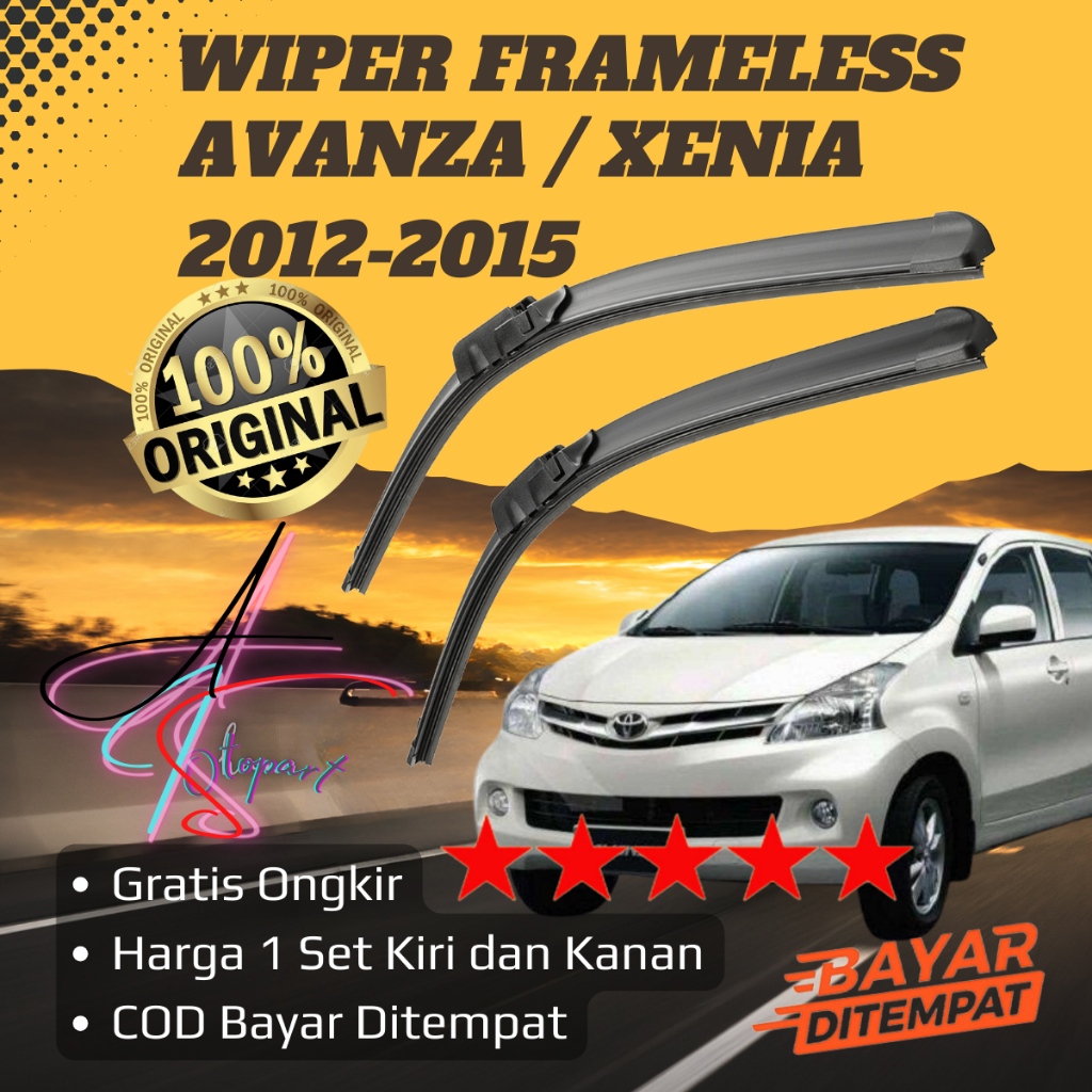 Wiper Avanza Xenia 2012 - 2015 Model Frameless Avanza Xenia Lama / Karet Wiper Mobil Toyota Avanza /