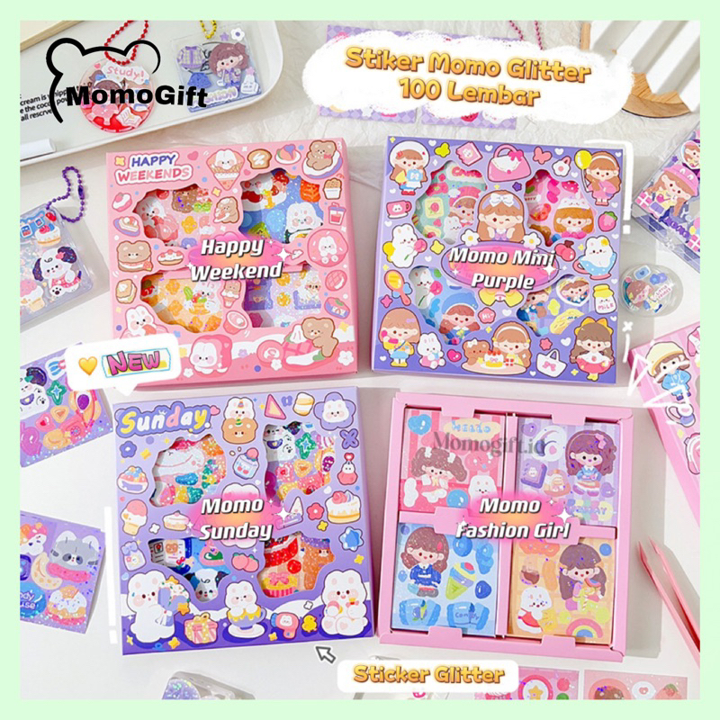 

❣️FBStore❣️Sticker DIY Waterproof Stiker Momo Box Isi 100 Lembar Motif Momo Kartun Korea Lucu Anti Air Dekorasi Handbook Scrapbook Sticker NoMo Mix Box Kecil