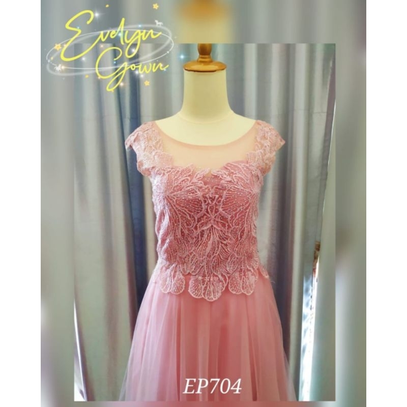 gaun/dress pesta dusty pink preloved