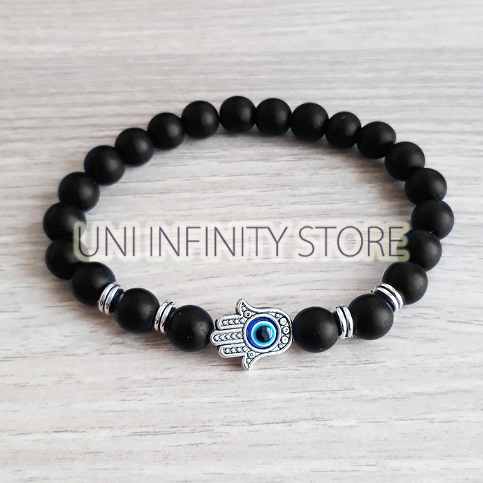 JWBR0044 Gelang Batu Hamsa Emas Perak Unisex Pria Wanita Gold Silver Hand Protection Stone Bracelet