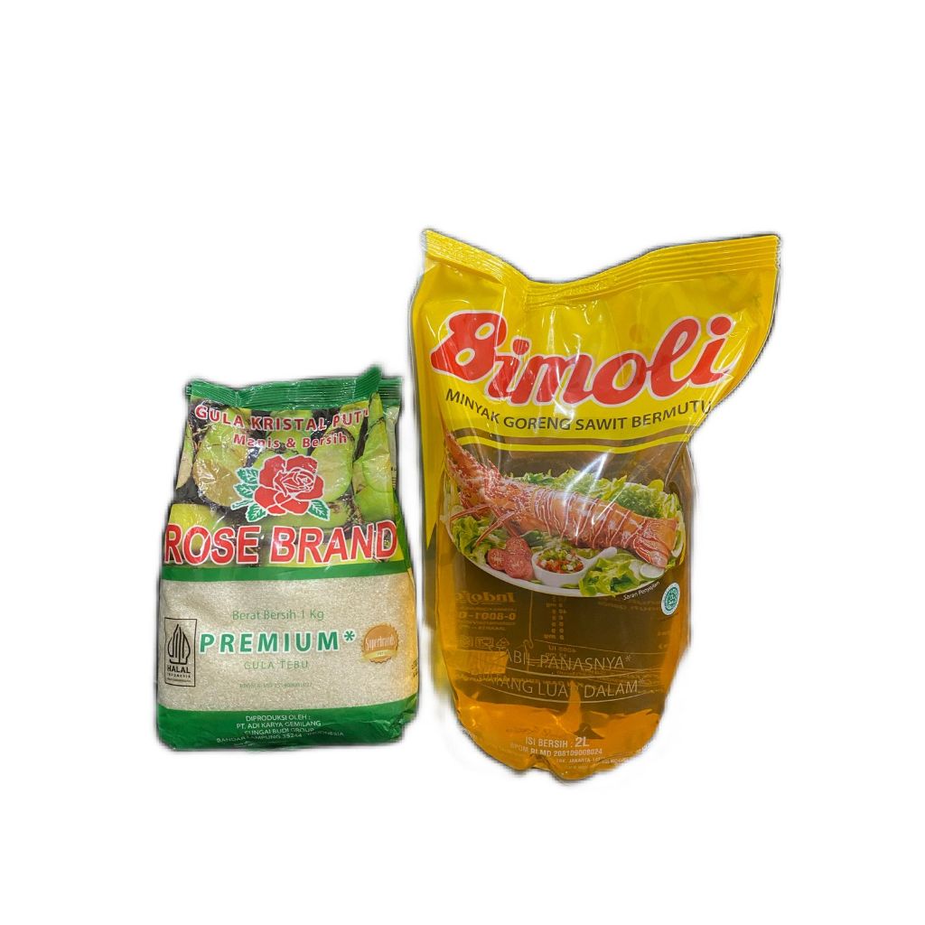 

paket sembako (Minyak Goreng Bimoli 2L & gula rose brand 1 Kg )