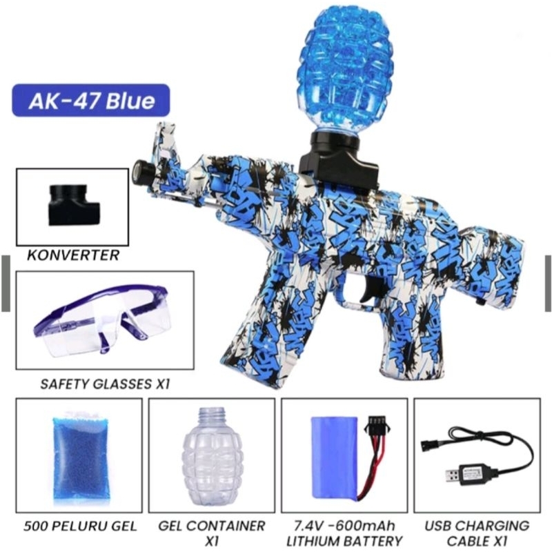 Mainan anak tembakan water gell blaster ak47 high speed