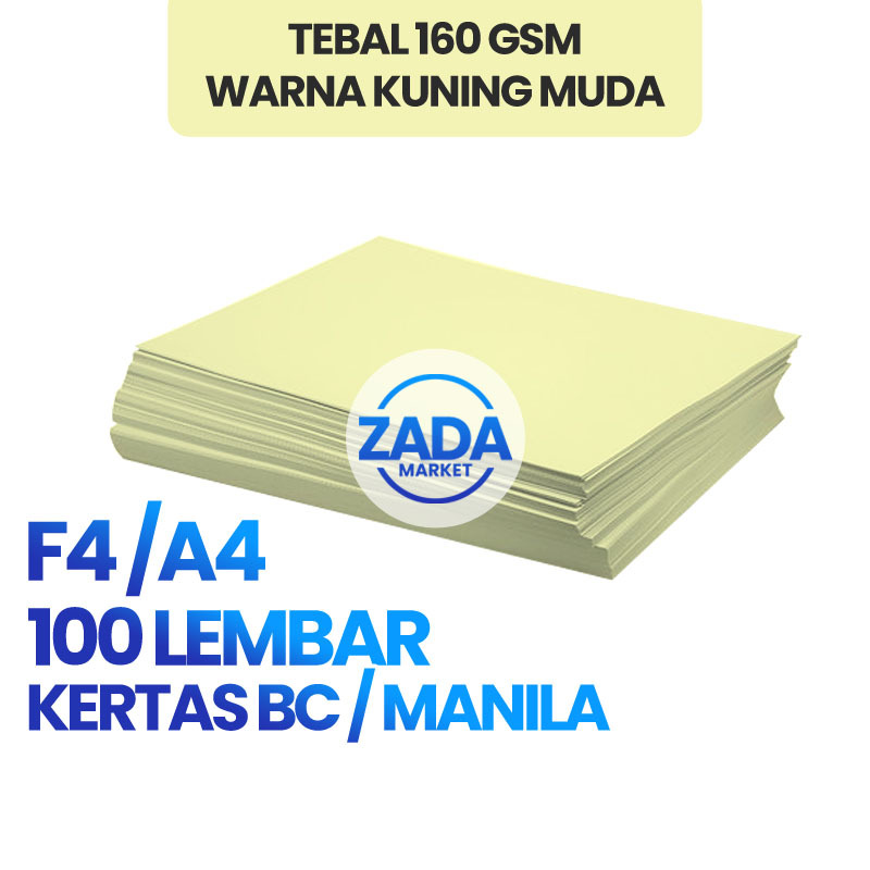 

100 Lembar Kertas Warna Kuning Muda BC Tik / Manila / BW / Brief Card F4 & A4 Gramasi Tebal 160 Gsm Untuk Ketrampilan Origami Kupon Kartu Nama Undangan Absensi Sampul Cover Buku