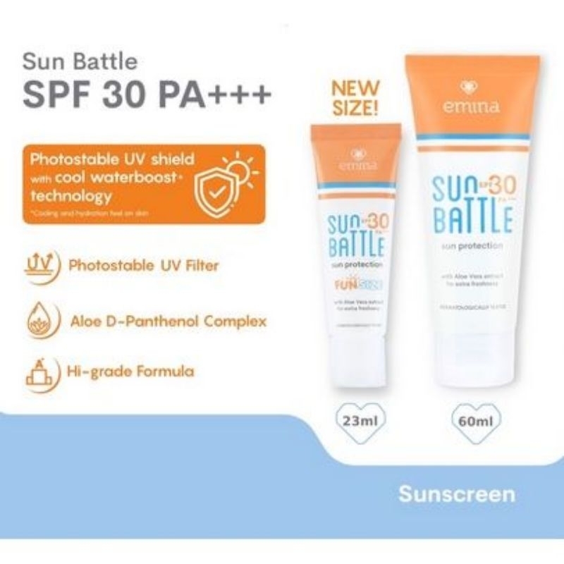Emina Sun Protection Sunscreen SPF30 PA+++ 60ml  23ml /sunscreen emina sun battle promo/emina sun ba
