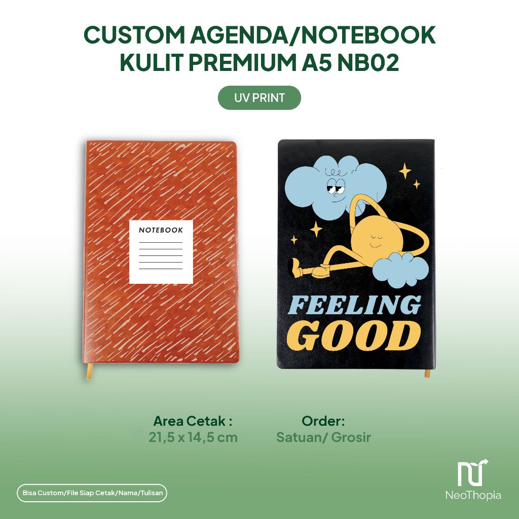 

Custom Notebook Agenda Kulit Premium A5 Print UV Buku Catatan Kerja Souvenir NB02