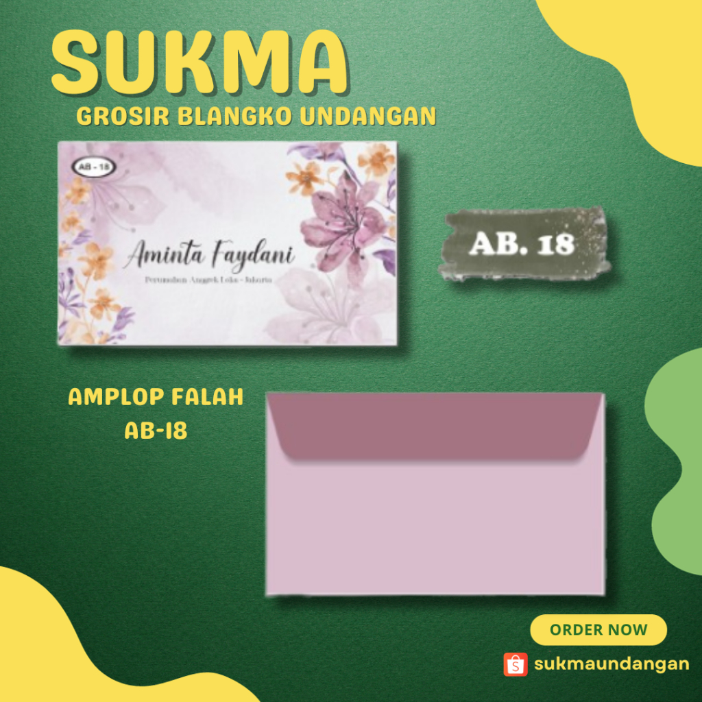 

AMPLOP KONDANGAN NIKAH MURAH FALAH AB 18 50 PCS UKURAN TANGGUNG | SUKMA UNDANGAN