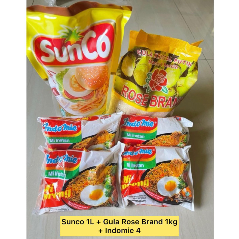 

PAKET SEMBAKO MURAH 1 ( sanco 1L + Gula rosebrand 1kg + indomie goreng 4pcs )