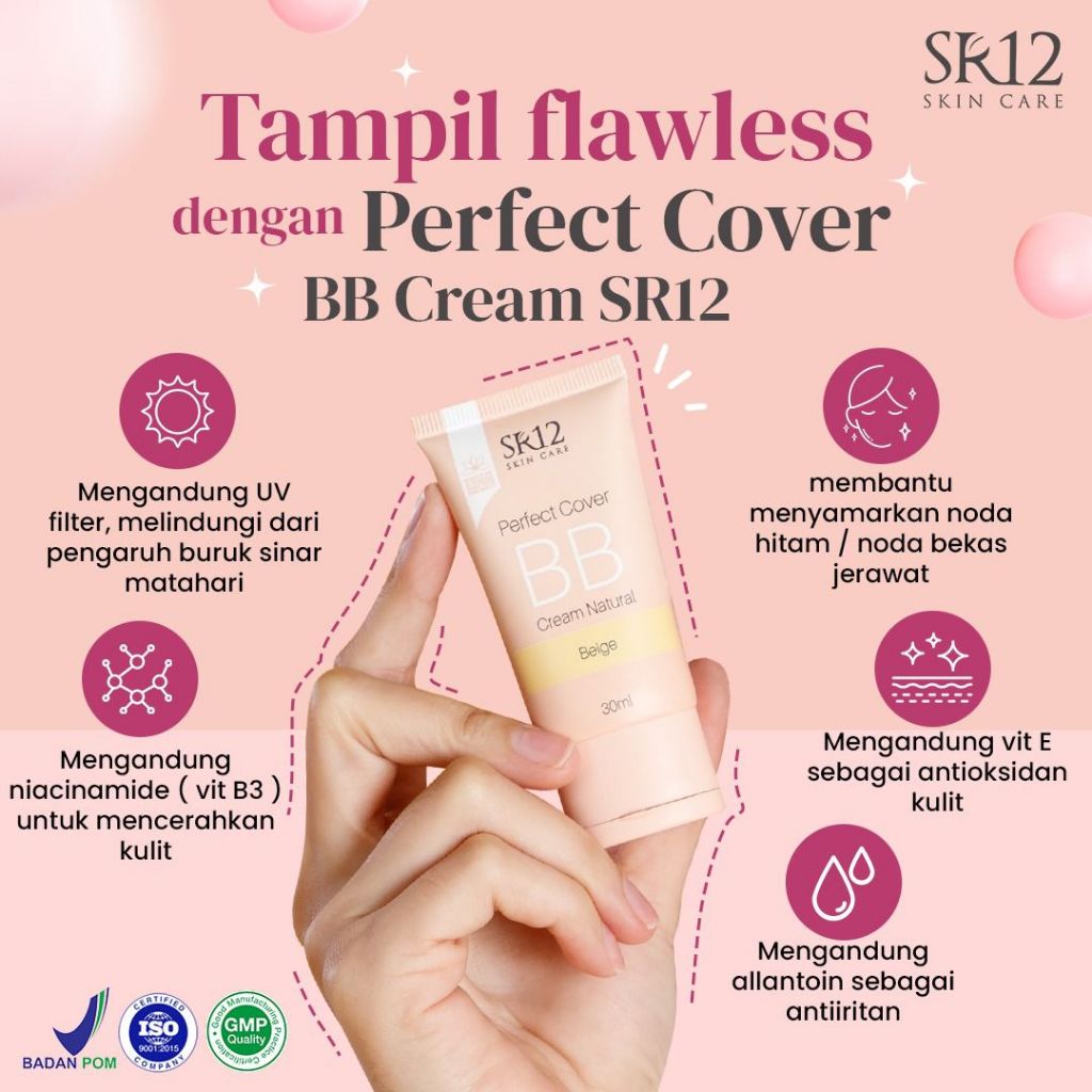 BB CREAM SR12 HIGH COVERAGE FLAWLESS WATERPROOF FONDATION BB CREAM CC CREAM SPF 20++ BPOM