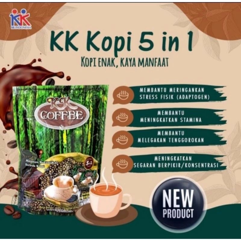 

Paket hemat 1 / 3 pack kopi kesehatan KK kopi 5 in 1 per pack isi 10 sachet