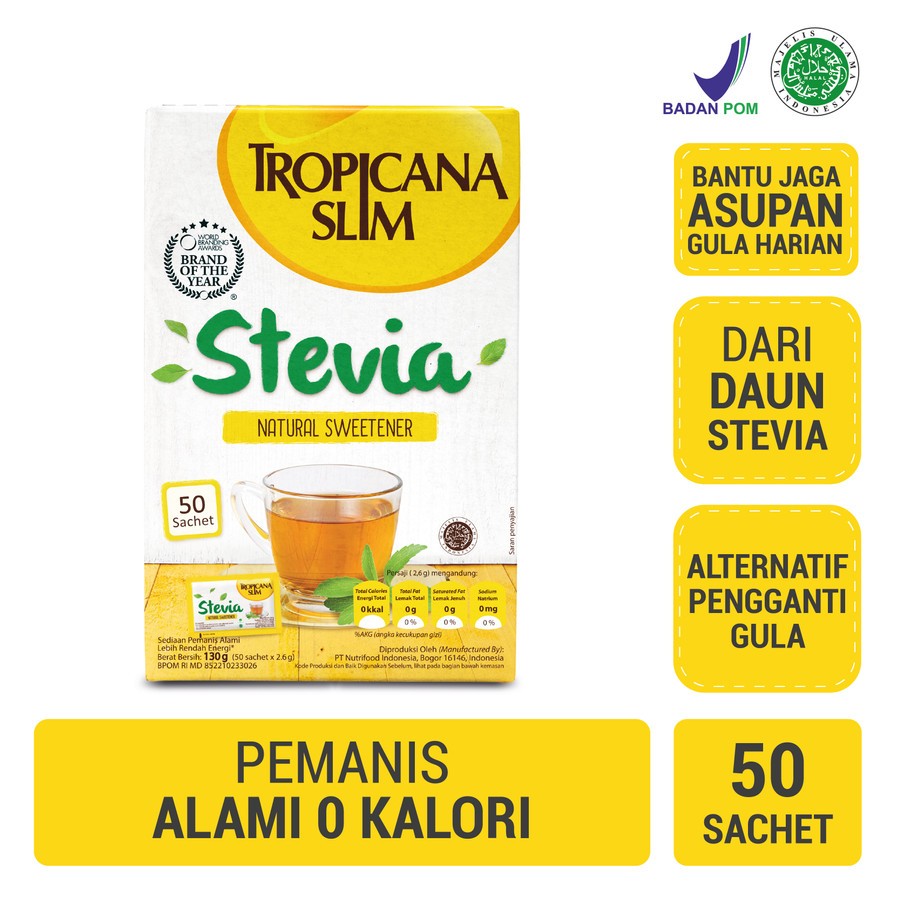 

Tropicana Slim Stevia Natural Sweetener 50 Sachet