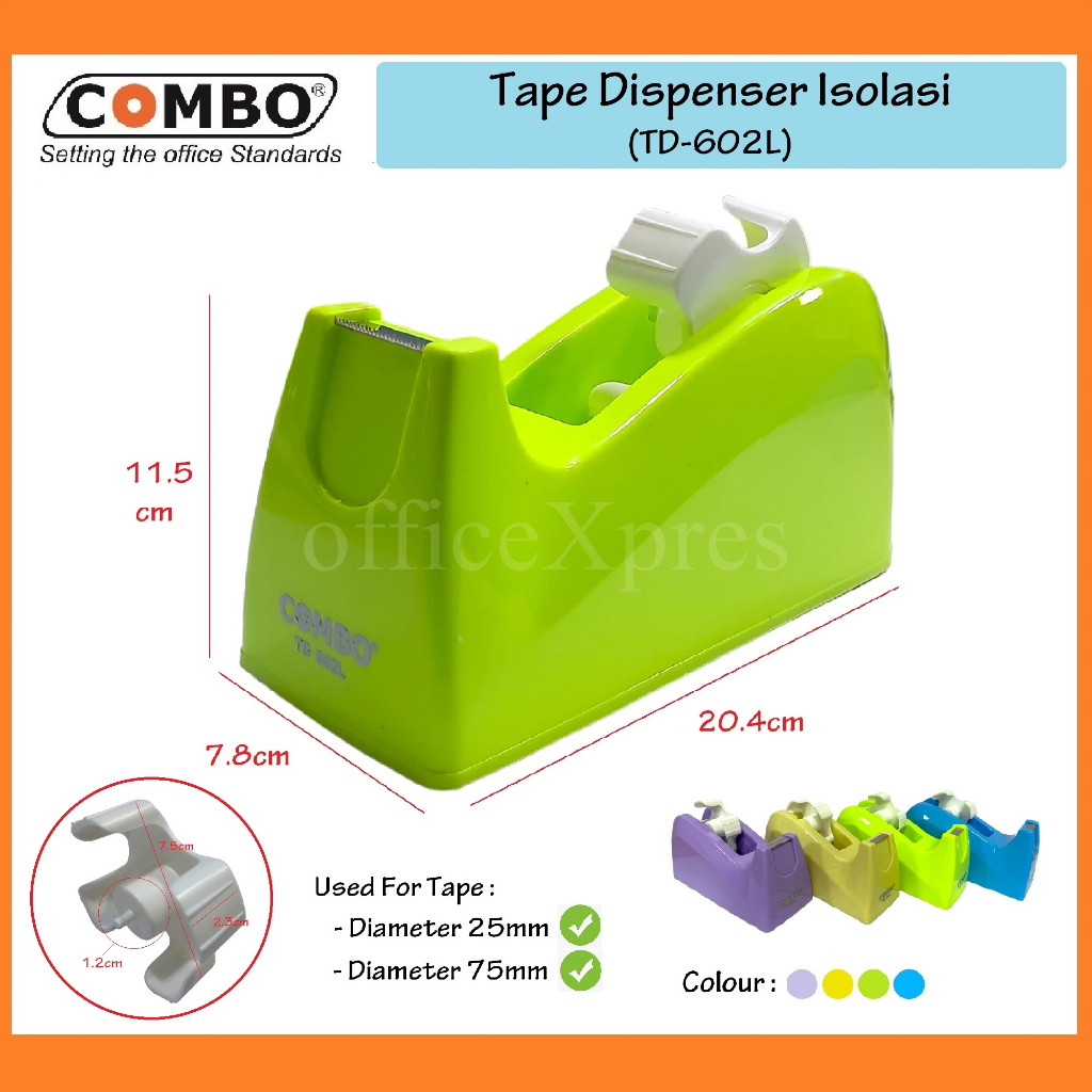 

Tape Cutter / Tape Dispenser Isolasi / Dispenser Meja TD-602L COMBO / Tape Dispenser Solatip / Tempat Isolasi