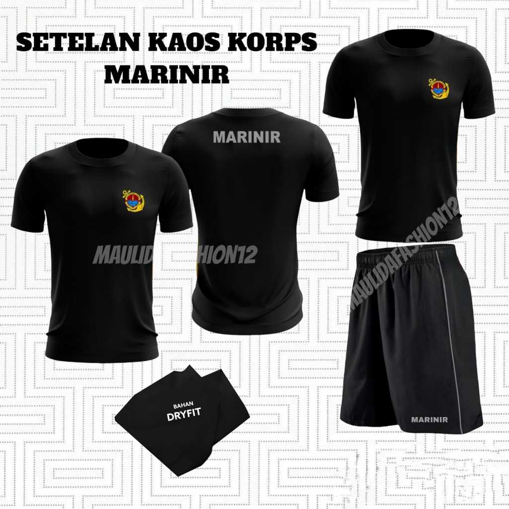 (MDF) Setelan Kaos dan Celana Pendek MARINIR || Setelan Olahraga KORPS MARINIR New