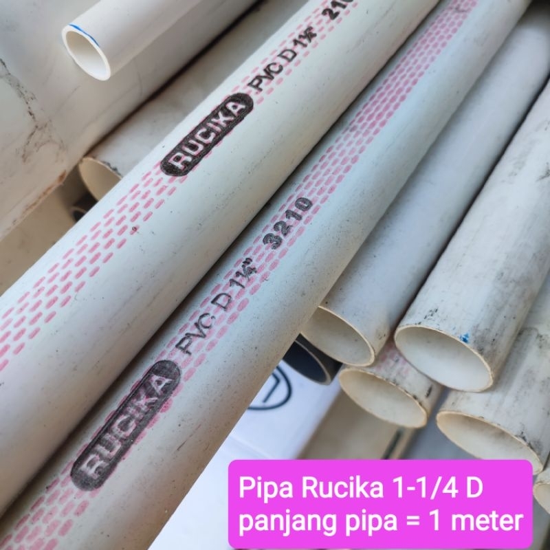 Pipa Rucika 1-1/4 inch D panjang 1 meter per batang paralon pvc putih