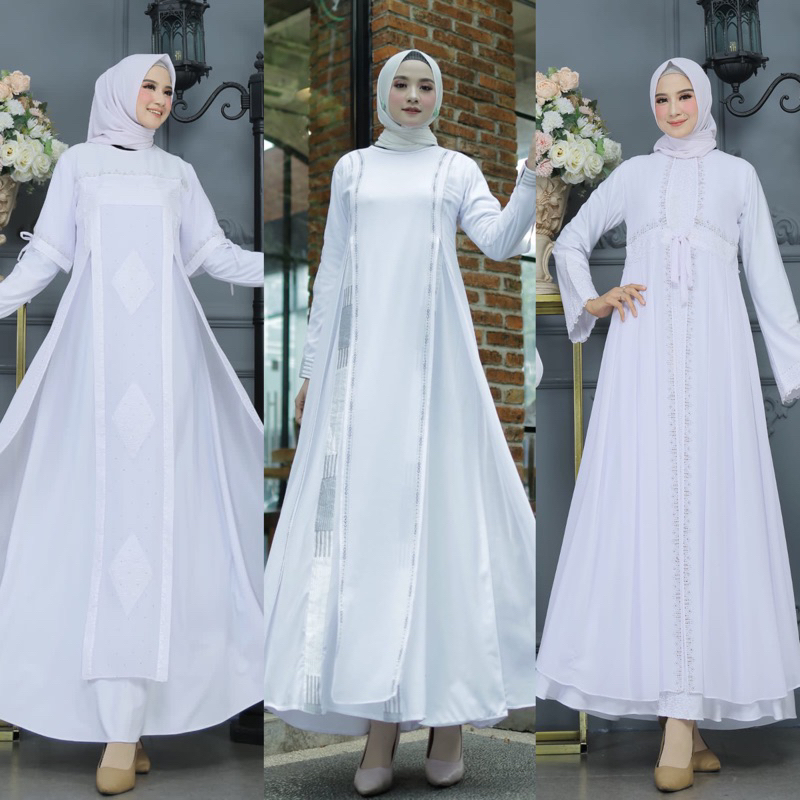 Gamis Abaya Putih Turkey Mewah Terbaru 2023