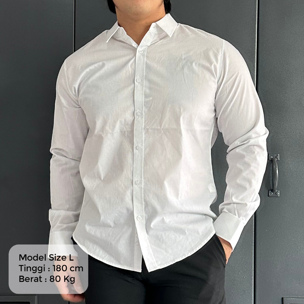 Kemeja Lengan Panjang Beverly Hills Polo Club Warna Putih Motif Titik | Hitam Bludru | Cream | Atasa