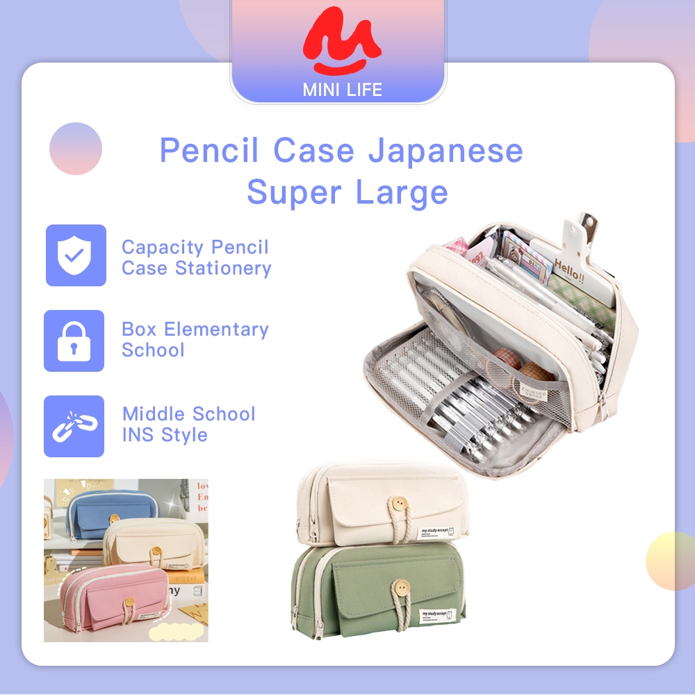 

Kotak Pencil Dengan Kunci Kombinasi Pencil Cases Large Capacity Pencil Bag Pouch Holder Box for Girls Office Student Stationery Organizer School Supplies
