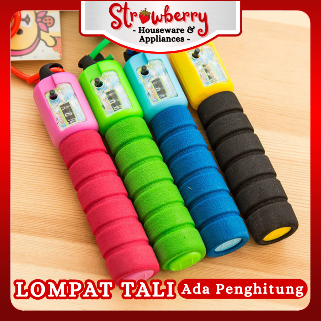 Skipping Jump Rope Soft Handle + Counter / Skipping Rope Exercise GYM Fitness / Tali Loncat Dengan P