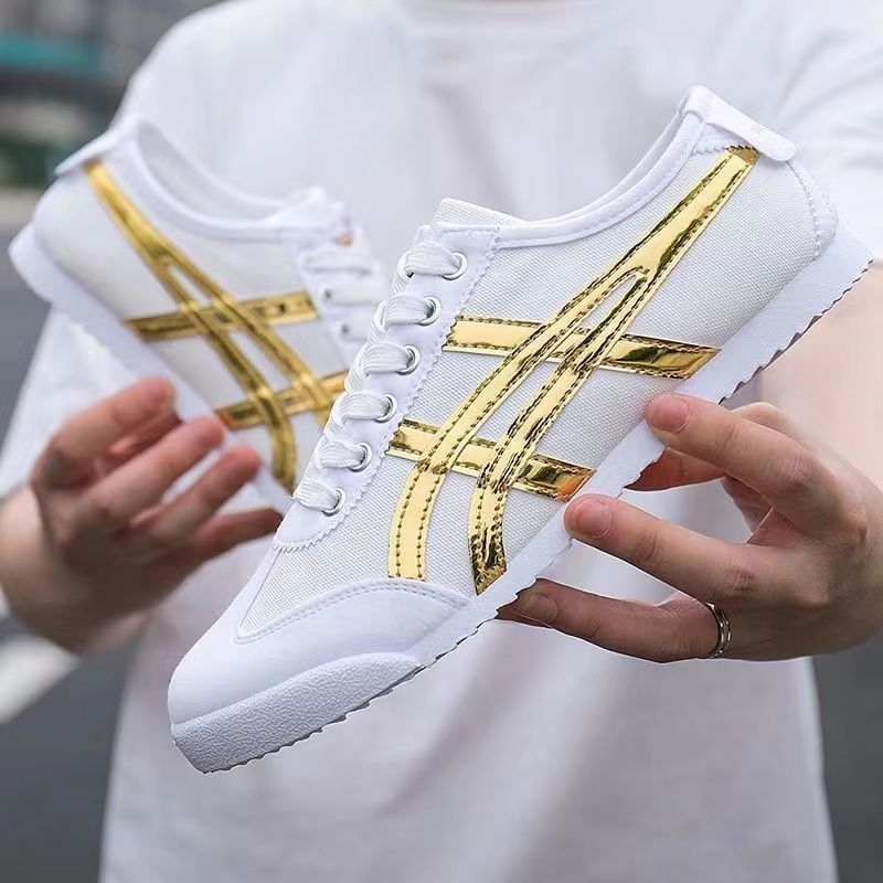 Sepatu Sneakers Wanita White Gold Kanvas Tali Japan Limited Edition Kanvas Tali Wanita