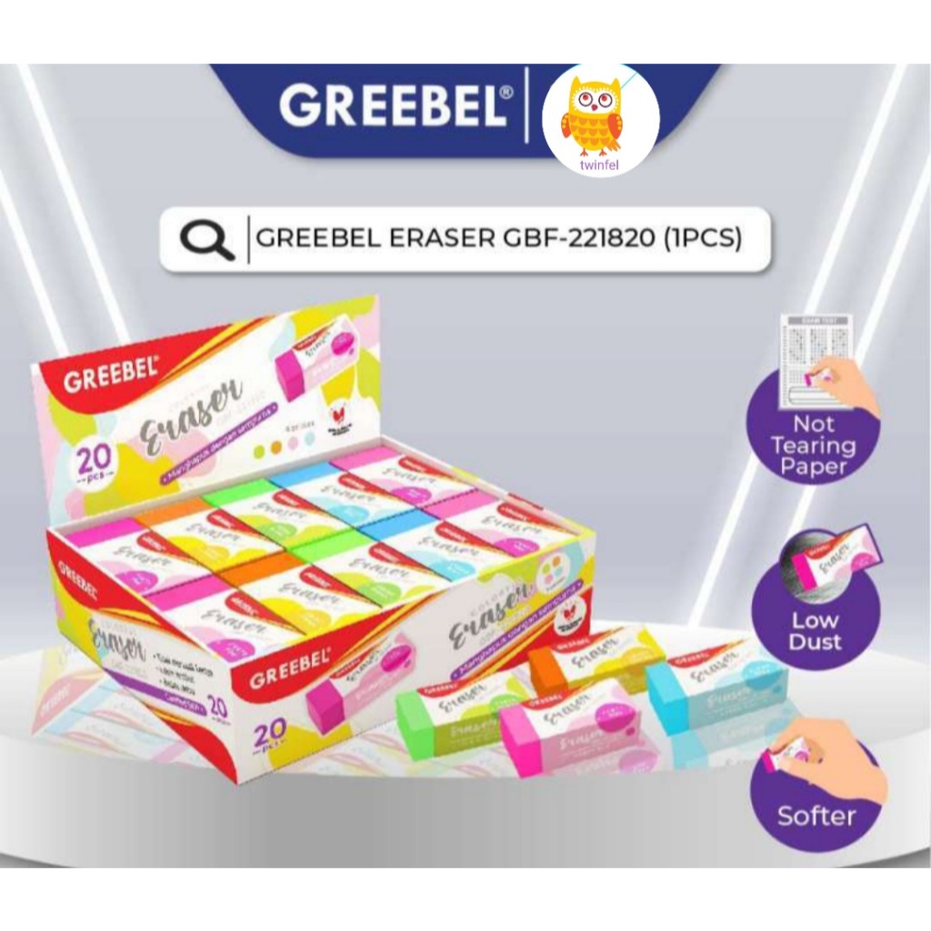 

Greebel Eraser GBF-221240 S 4 COLOR (N) 1 pcs Penghapus/Setip/hapusan gk berdebu/gk mudah Patah/utk anak