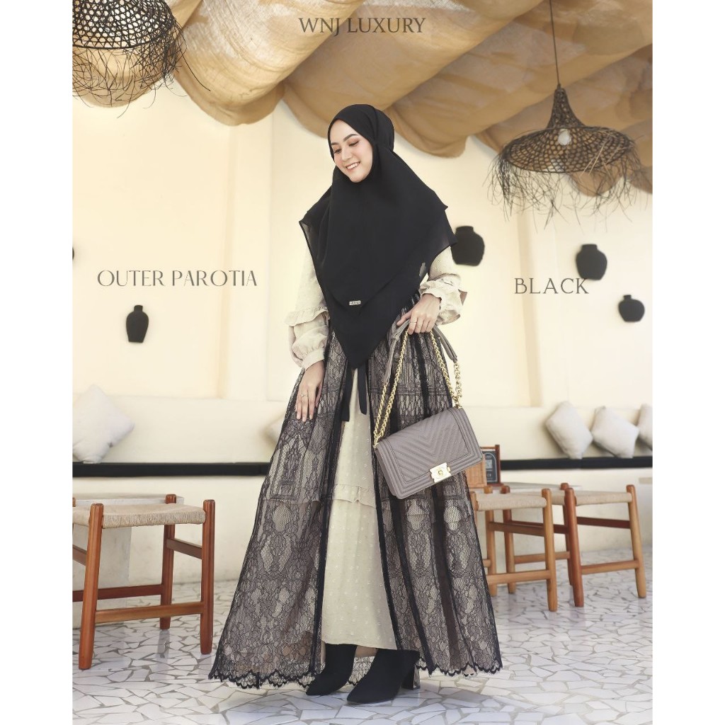 WNJ-Outer Parotia Black-Navy-Lavender Chantilly Tulle Cocok Untuk Gamis Tunik Casual Semi Formal Aca