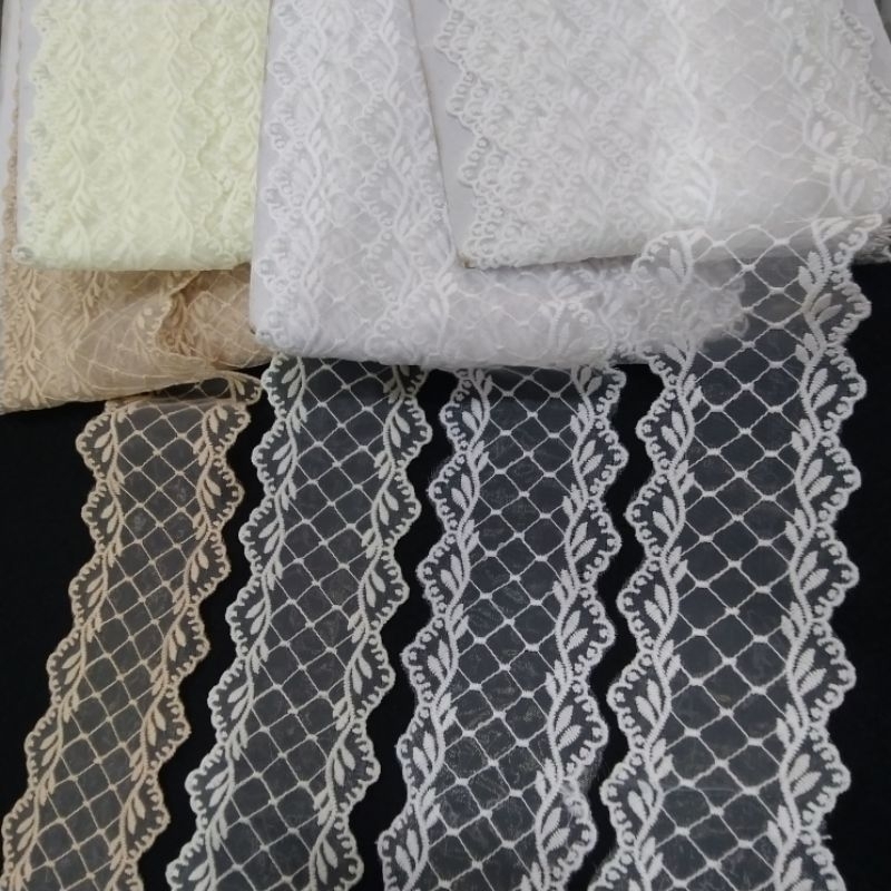 Renda tengah | renda tile | renda transparan| renda organdi | renda gamis | renda meteran