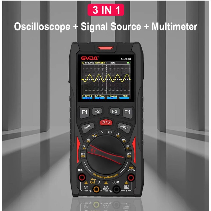 GVDA 3 in 1 Digital Oscilloscope 12 MHz Multimeter 6000 Counts GD188