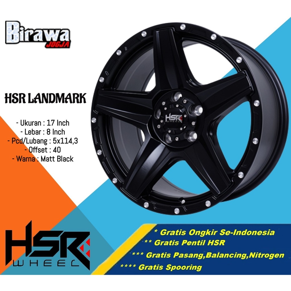 Velg Offroad Ring 17 HSR LANDMARK R17 Pcd 5x114,3 Untuk Innova, Terios, Rush, Xpander, Escape, Tarun