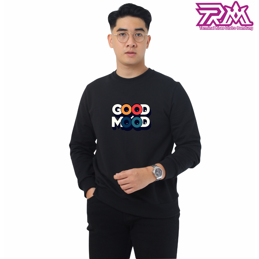 Sweater Crewneck Pria Hitam Motif Simple Distro Bandung TRM