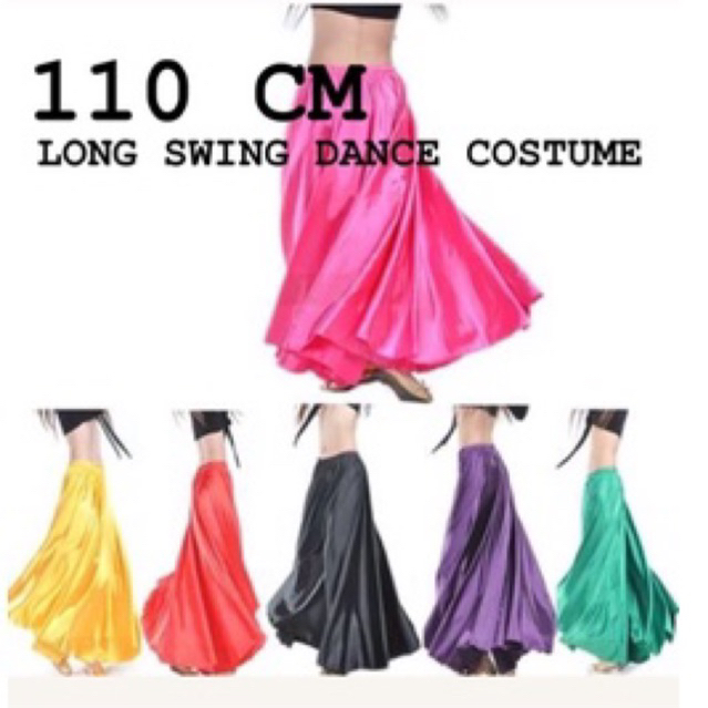 110cm PROFESSIONAL DANCE COSTUME/ LONG SATIN SKIRT 360 FULL CIRCLE / ROK SATIN LINE DANCE BELY DANCE