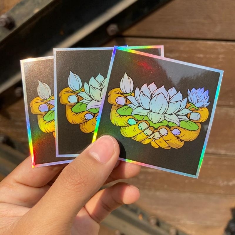 Stiker Psht Bunga Terate Hologram Menyala Anti air