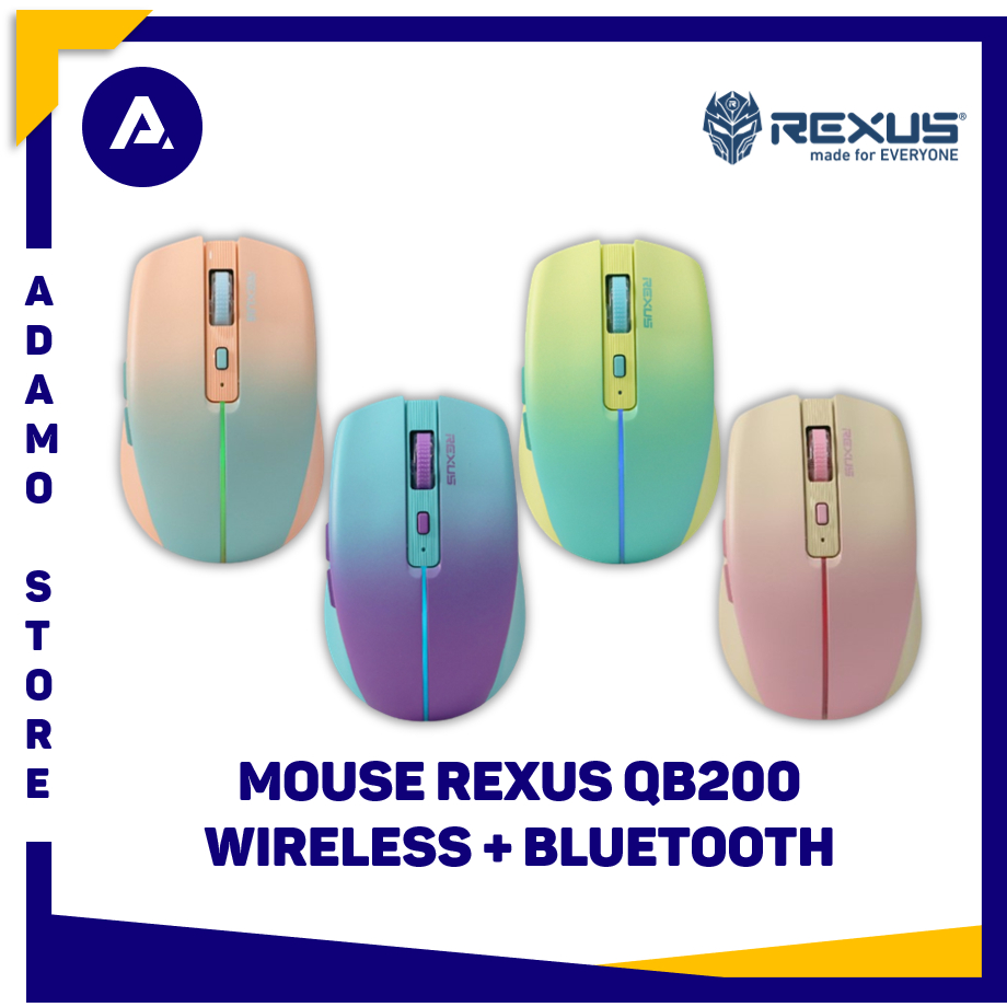 Mouse Wireless Bluetooth Rexus QB200 Silent Click Rechargeable Mouse