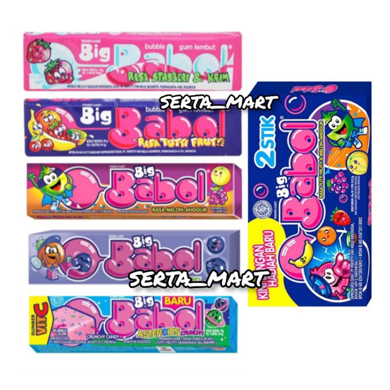 

Big Babol Permen Karet Stick 20gr - Strawberry / Blueberry / Asteroids / Multipack