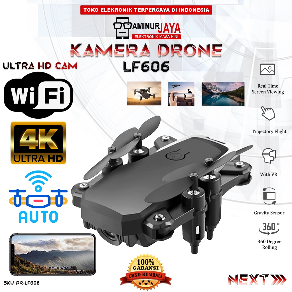 LF606 Drone RC FPV Quadkopter Poldable Lipat Kamera HD 4K Wifi Mini Drones With Remote Control Helyk