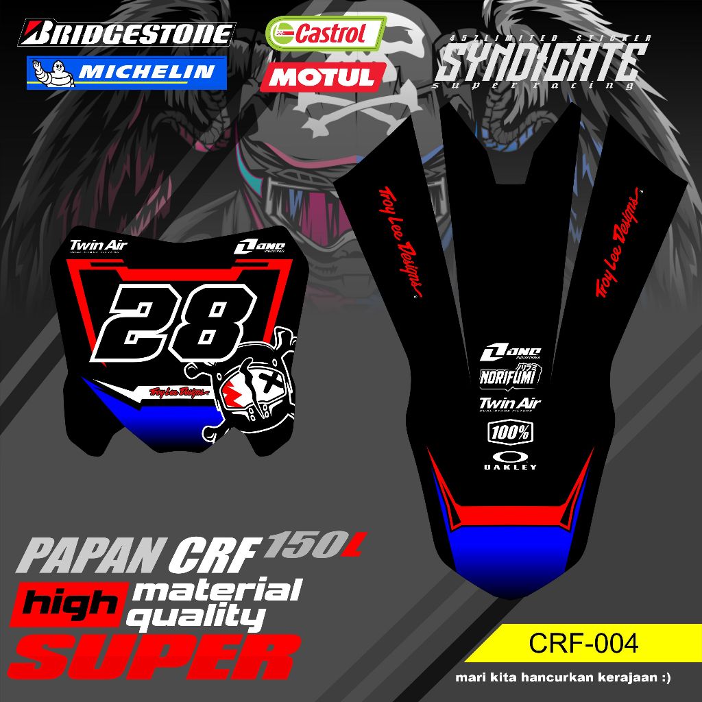 DECAL PAPAN DAN SPAKBOR CRF 150L STICKER PAPAN NOMOR DAN SPAKBOR DEPAN CRF 150L