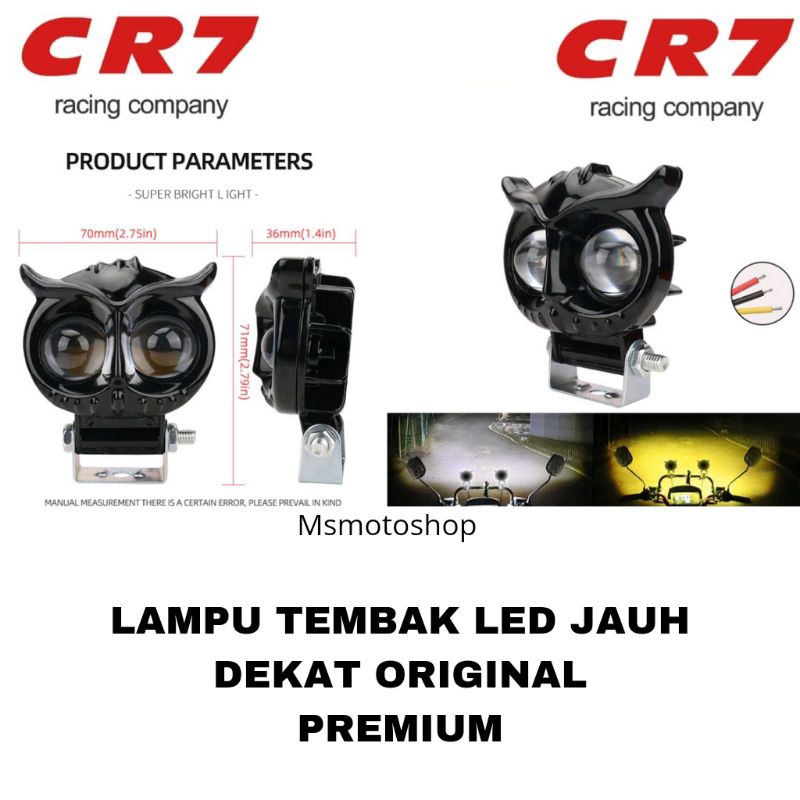 LAMPU OWL 2 MATA TEMBAK LED LASER JAUH DEKAT PUTIH KUNING