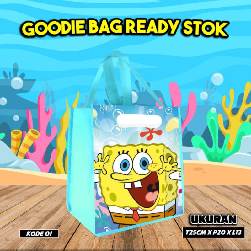 

{TAS KADO HAMPERS 10Pcs} goodie bag/tas kado karakter spongebob/kode 01