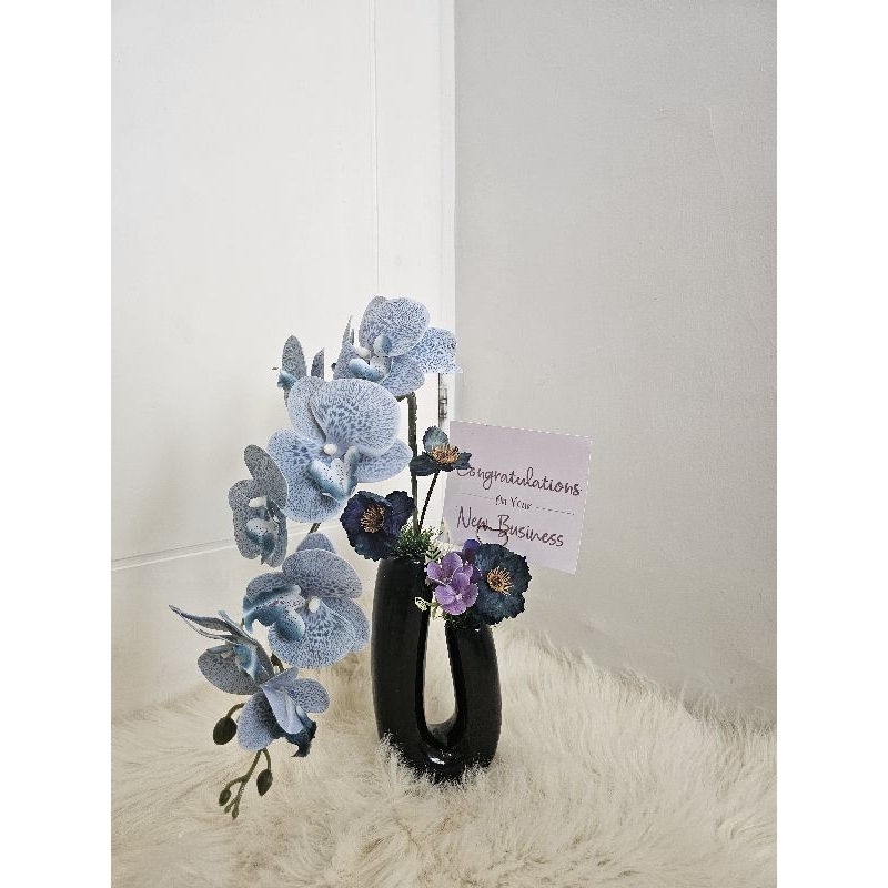 karangan vas bunga anggrek artificial import bunga palsu