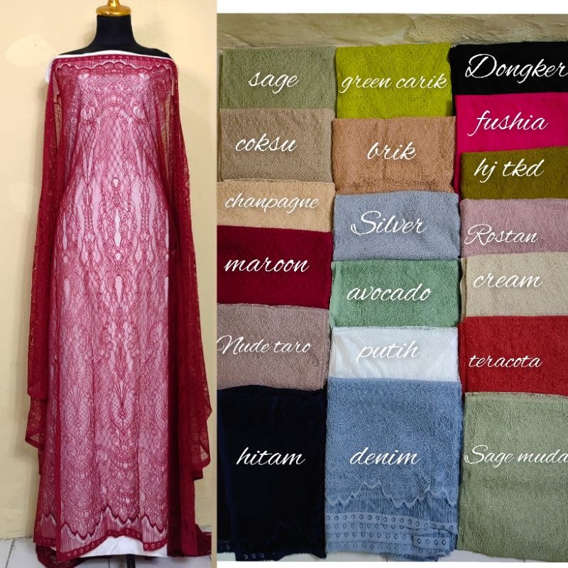 Kain Chantily Lace Panel Bakal Kebaya Kain Chantilly Brokat Santili