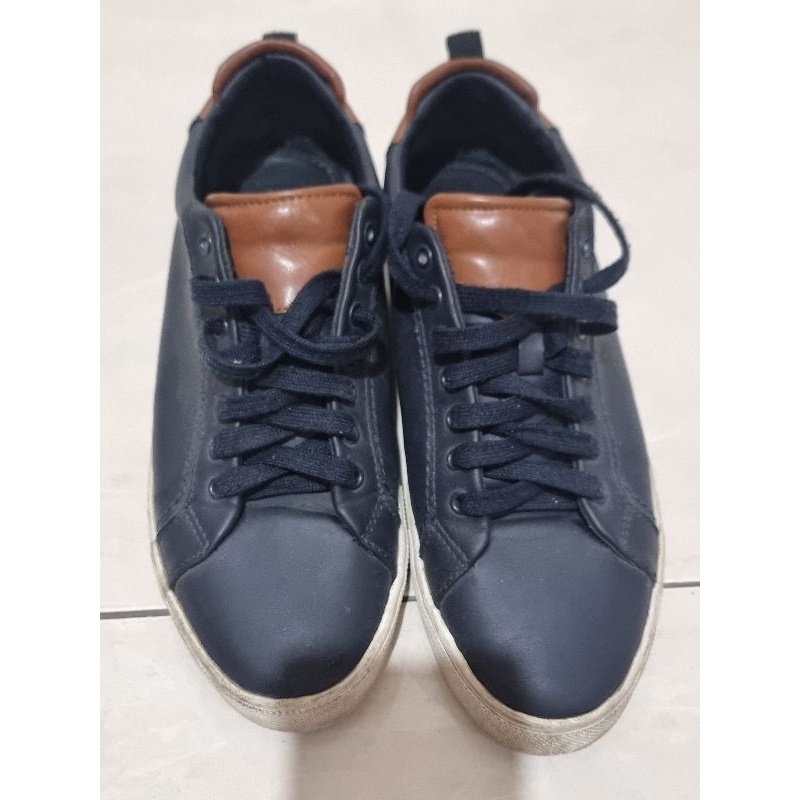Preloved Sepatu Sneaker Kets Zara Man Bamba Basic Navy Brown Size 42 Ori
