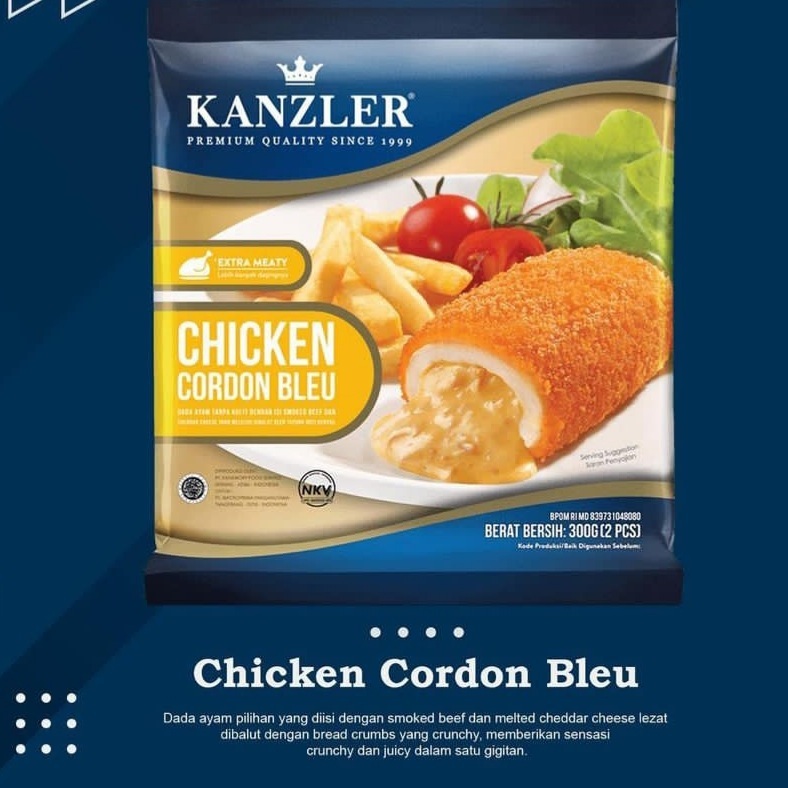 

KANZLER PREMIUM CHIKEN CORDON BLUE NUGGET ISI KEJU DAN SMOKE BEEF 300 gram