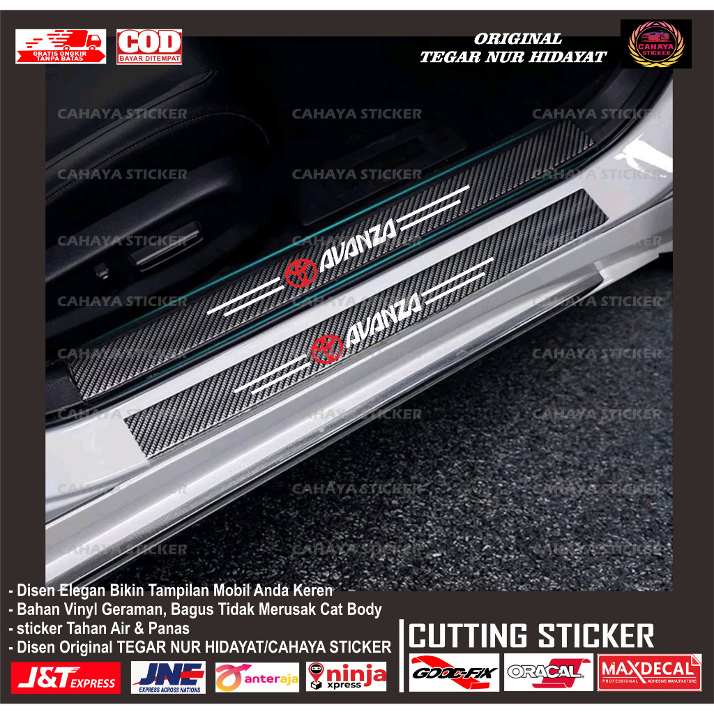 5 PCS sticker mobil toyota avanza sticker sill plate carbon 3D mobil toyota avanza sticker pelindung