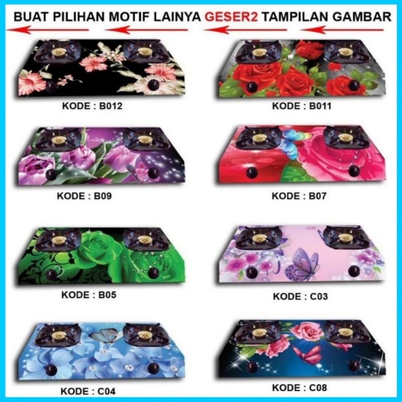 Stiker kompor gas 2 tungku jumbo motif bunga