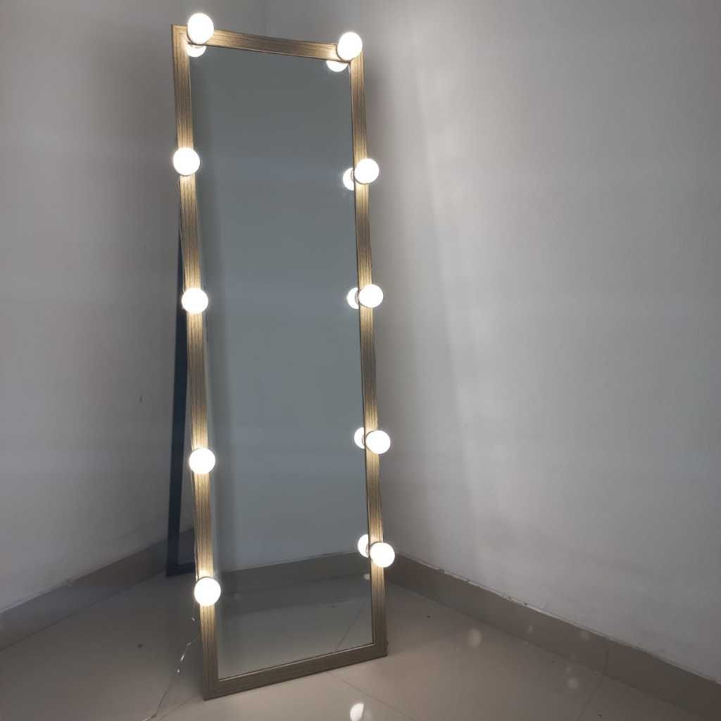 Vanity Mirror Cermin Led Standing Mirror Full Satu Badan Dekorasi Rumah Aesthetic Estetik Kaca Lampu