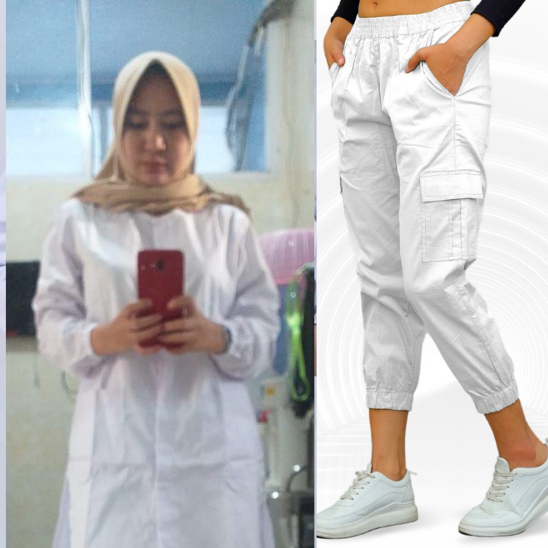 Baju Oka Set Celana Jogger Cargo Lengan Panjang Kerut