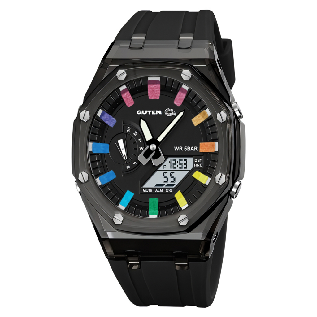 Guten Inc - Jam Tangan Pria Black Sport ANALOG Watch