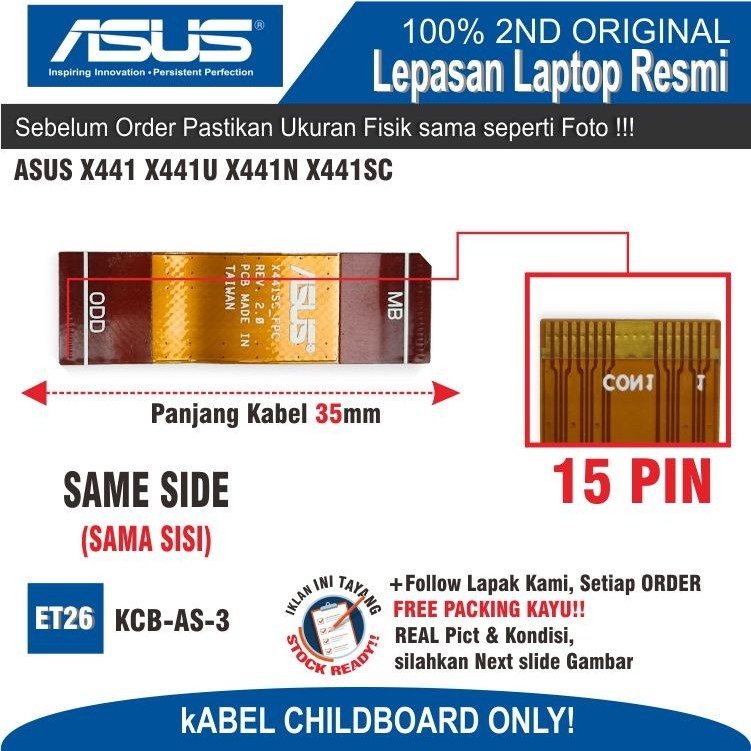 ET26 KCB-AS-3 KABEL KONEKTOR MAINBOARD TO HDD BOARD LAPTOP ASUS X441N X441S X441SA X441SC X441U