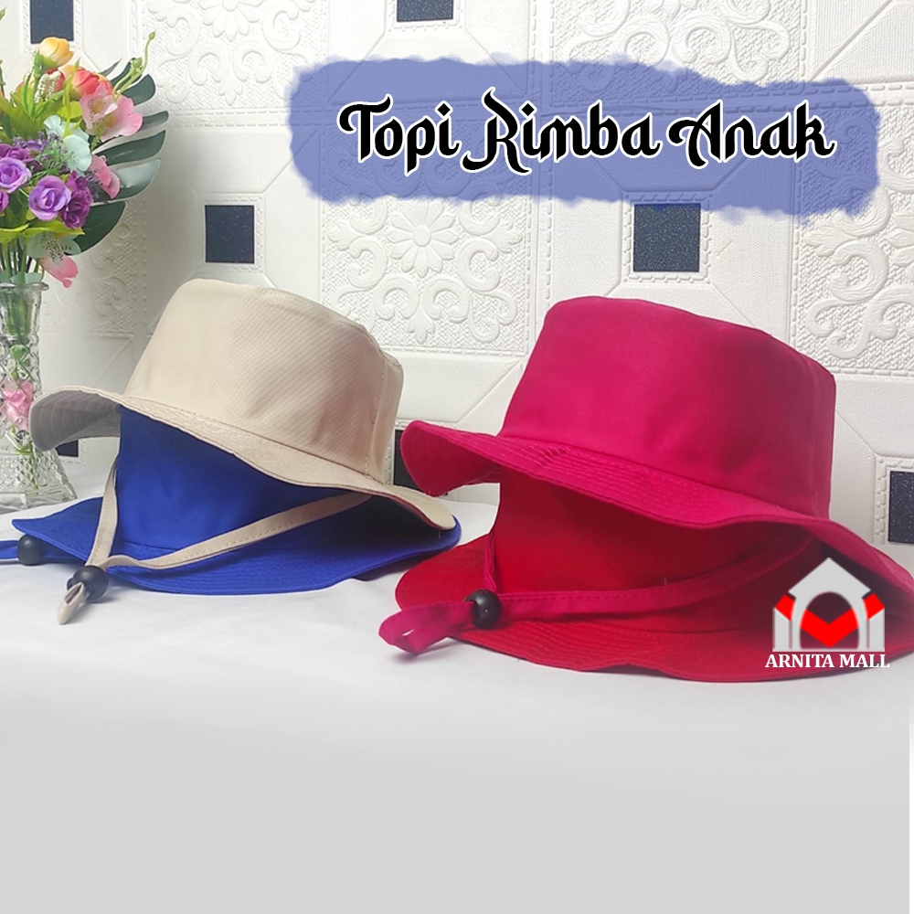 Topi rimba anak polos untuk usia 2 sampai 8 tahun Topi rimba anak laki laki dan perempuan