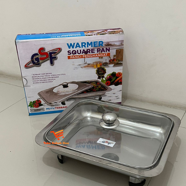 Warmer Square Pan Panci Penghangat Makanan Prasmanan Panci Kotak Penghangat Makanan Tutup Kaca Wadah