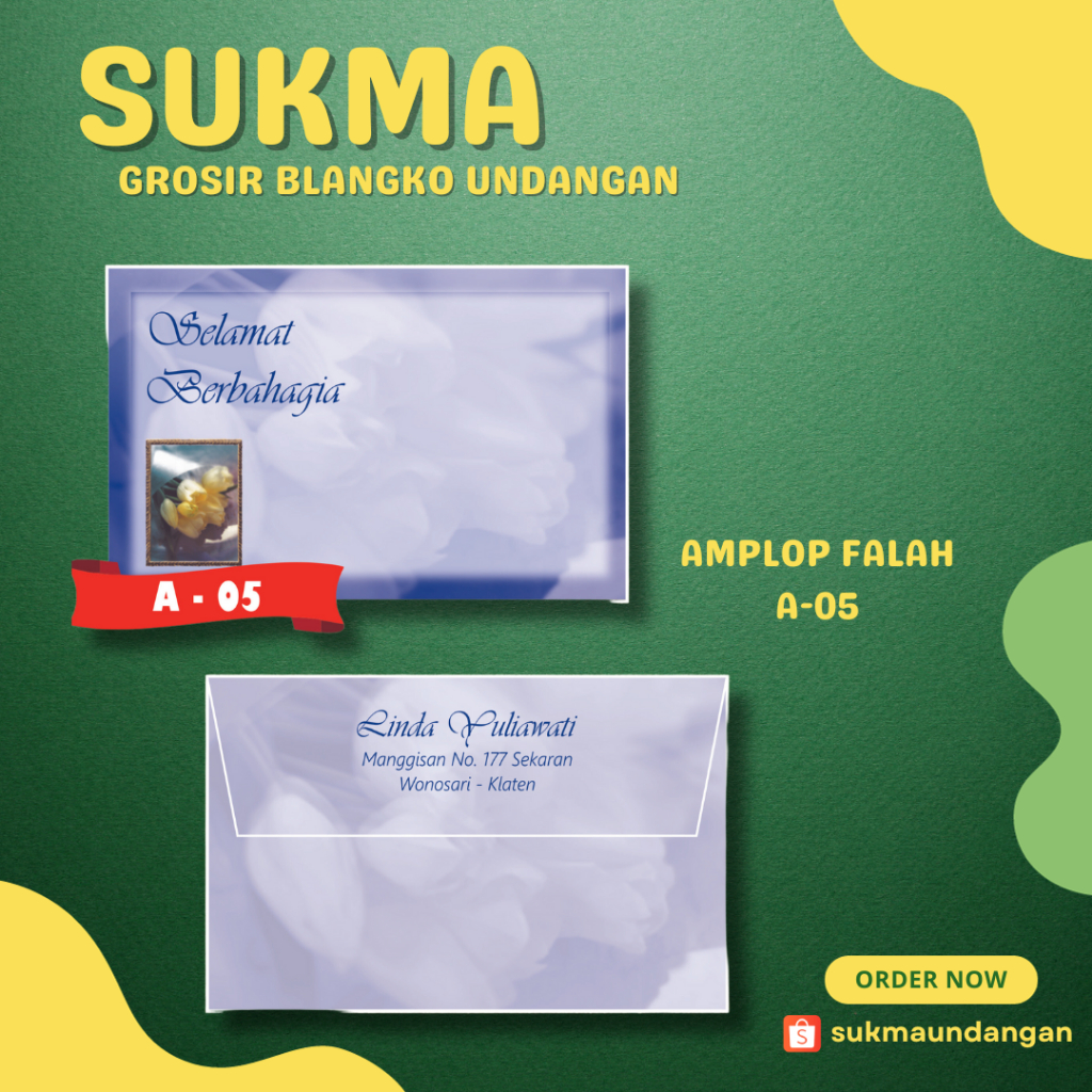 

AMPLOP KONDANGAN NIKAH MURAH FALAH A 05 50 PCS UKURAN KECIL | SUKMA UNDANGAN