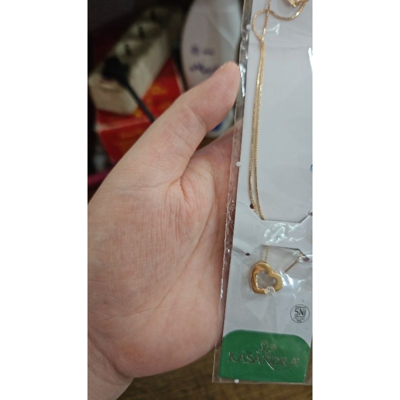 kalung ikatan cinta love hati gold kuning polos emas asli hwt 375 8k